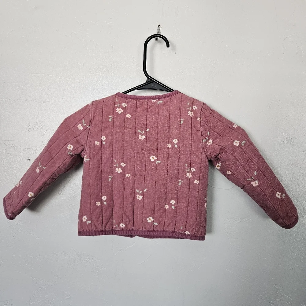 OshKosh Toddler Girl 2T Pink Quilted Floral Jacket Button Up Cottagecore Boho